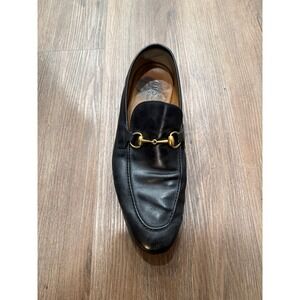 Gucci Mens Black Leather Horsebit Loafers Gold Hardware amputee right shoe 10